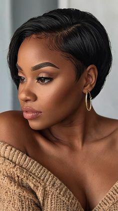 🌈 Enchanting 51 Stunning Short Haircuts for Black Women 51 Stunning Short Haircuts for Black Wom... Bouncy Hair, Perfect Style, Short Haircuts, Styling Tools, Hair Goals, Short Hair Cuts, Hair Inspo