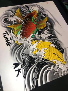 Dragon Yin Yang Tattoo, Japanese Tattoo Koi, Dragon Yin Yang, Dragon Head Tattoo, Yin Yang Tattoo, Phoenix Dragon