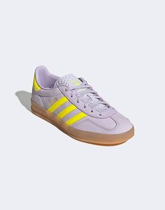 adidas Originals Gazelle Indoor sneakers in purple and yellow | ASOS Purple Sporty Sneakers With Vulcanized Sole, Sporty Purple Sneakers With Gum Sole, Purple Low-top Sneakers With Gum Sole, Purple Gazelle Adidas Outfit, Adidas Purple Sneakers With Round Toe, Purple Adidas Sneakers With Round Toe, Purple High-top Adidas Sneakers, Purple Adidas Sneakers, Purple Vulcanized Sole Skate Shoes For Sports