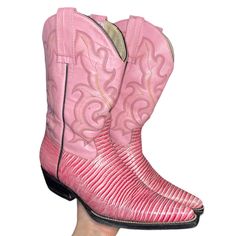 Vintage Pink Leather Cowboy Boot - In Great Condition! No Rips, Tears Or Stains. A Stunning Pair Of Two Toned, Pink Leather Boots! Pointed Toe. Retro Funky Boots. Pink Leather Boots With Snip Toe, Pink Leather Snip Toe Boots, Pink Almond Toe Boots Medium Width, Pink Boots With Leather Sole And Round Toe, Pink Leather Sole Round Toe Boots, Pink Round Toe Boots With Leather Sole, Pink Leather Boots, Funky Boots, Shoes Vintage