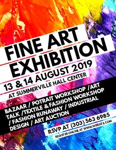 an advertisement for the 1st annual native fine art sale, featuring colorful paint and black lettering