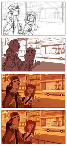 the storyboard shows different stages of animation