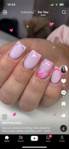 Summer Nail Designs French Tip, Fuschia Pink Nail Designs, Cute Hot Pink French Tip Nails, Pink Tip Biab Nails, Preppy Pink French Tip Nails, Holiday Biab Nails, Summer Nails Biab, Holiday Nails Summer Acrylic, Preppy Nails Pink Tips