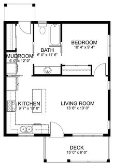 a floor plan for a small house with two bedroom and an attached living room area