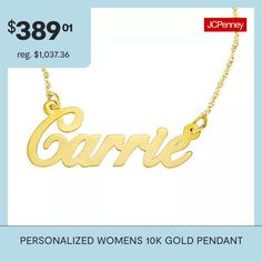 Features: PersonalizedJewelry Closure: Spring Ring ClaspLink Construction: SolidMetal Color: YellowChain Length: 18 InchChain Width: 1 MillimetersPendant Length: 28mmPendant Width: 9mmChain Construction: RopeCare: Wipe CleanMetal: 10k GoldNecklace Type: Pendant NecklacesAssembled in the US from Imported Materials Yellow Gold Nameplate Jewelry For Anniversary, Stamped 14k Nameplate Jewelry, 14k Stamped Nameplate Jewelry, Gold Jewelry With Hallmarks, Yellow Gold Fine Jewelry Necklace, Classic Pendant Name Necklace, Personalized Gift Hallmarked Name Necklace, Hallmarked Yellow Gold Jewelry, Custom 14k Gold Hallmarked Necklace