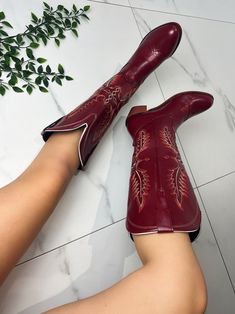 Cowboy Western Boots Burgundy Red - Etsy Mexico Red Western Heeled Boots With Snip Toe, Mid-calf Boots For Rodeo, Western Style Red Fitted Heeled Boots, Red Fitted Western Heeled Boots, Fitted Red Western Heeled Boots, Western Style Medium Width Knee-high Boots, Western Knee-high Heeled Boots, Western Knee-high Heeled Boots Medium Width, Western Style Knee-high Heeled Boots