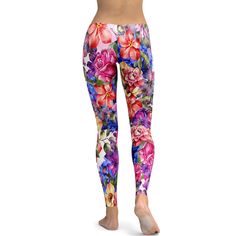 Do you already own floral leggings? If not, these Colorful Floral Leggings are the perfect style to complete your summer wardrobe. If yes, than you need to add these leggings to your collection of floral leggings to enlarge on your dynamic summer look. Our designer did a great job combining the different colors and different flowers making it an eye-catching legging. Stretch Floral Print Leggings, Spring Floral Print Stretch Leggings, Fitted Floral Print Leggings For Spring, Stretch Floral Print Leggings For Yoga, Casual Fitted Floral Print Leggings, Spring Yoga Multicolor Leggings, Spring Printed Fitted Leggings, Printed Fitted Leggings For Spring, Tight Leggings For Yoga In Summer