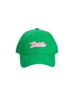 Canvas dad hat featuring an embroidered logo at the front and an adjustable back. 100% Cotton. GUESS Originals. Trendy Snapback Hat With Logo, Trendy Baseball Cap With Logo And Curved Brim, Green Sporty Baseball Cap With Embroidered Logo, Sporty Green Baseball Cap With Embroidered Logo, Trendy Curved Brim Hat With Logo, Casual Snapback Baseball Cap With Appliqué Logo, Casual Baseball Cap With Logo Print And Curved Visor, Casual Baseball Cap With Appliqué Logo, Casual Baseball Cap With Logo Print Visor