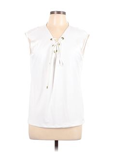 Calvin Klein Sleeveless Blouse Size: Large Tops - used. 95% POLYESTER, 5% SPANDEX | Calvin Klein Sleeveless Blouse: White Tops - Size Large Affordable Sleeveless Calvin Klein Tops, White Sleeveless Blouse, Calvin Klein White, Blouse White, White Sleeveless, Sleeveless Blouse, White Tops, Sleeveless Top, Calvin Klein