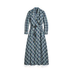 Wrap dress made with slub-woven cotton. Workwear-inspired plaid pattern. Unlined. Comes with a self-tie belt. Cotton Wrap Dress, Blue Wrap Dress, Clothes Ideas, Woven Cotton, Sewing Dresses, Tie Belt, Dresses Casual, Plaid Pattern, Cotton Weaving