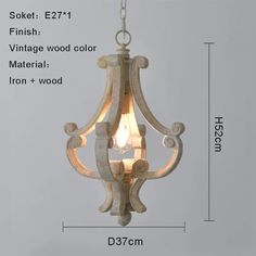 an image of a chandelier hanging from the ceiling with measurements for each light