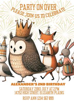 Woodland Theme Birthday, Woodland Invitation Birthday, Birthday Owl, Owl Invitations, Forest Birthday Party, Fox Birthday, Forest Birthday, Whimsical Woodland, Woodland Birthday