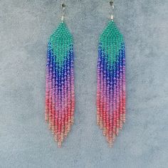 Beaded Earrings Long Earrings Seedbead Earrings Chandelier Boho Earrings Ombre Seed Bead Earrings Fringe Mélange Lilac Turquoise Yellow - Etsy Greece Chandelier Boho, Earrings Chandelier, Earrings Long, Seed Bead Earrings, Bead Earrings, Chandelier Earrings, Long Earrings, Boho Earrings, Seed Bead