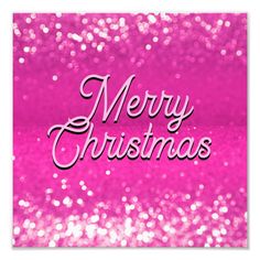 merry christmas card with pink glitter background