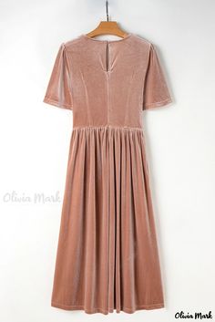 Olivia Mark - Luxurious Chestnut Velvet Maxi Dress with Empire Waist Design Velvet Maxi Dress, Velvet Maxi, Flowy Maxi Dress, Plus Size Maxi, Plus Size Maxi Dresses, V Neckline, Short Sleeve Dress, Dress Size Chart, Trendy Fashion Women