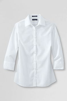 Women's 3/4-sleeve Modern Broadcloth Shirt from Lands' End Period, Turtle Neck, Long Sleeves