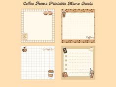 coffee themed printable menus with different items