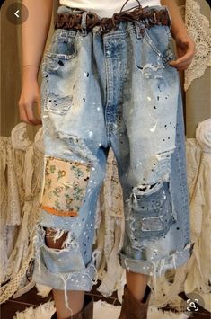 Distressed Clothing, Boho Denim, Estilo Hippie, Mode Boho