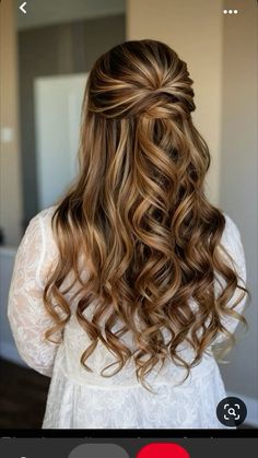 Wedding Hairstyles Half Up Half Down For Straight Hair, Hair Styles For Winter Formal, Bridesmaid Hairstyles Down Curls, Prom Hair Half Up Half Down, Belle Inspired Hair, Bride Hairstyles For Long Hair, Bridal Hair Half Up, Wedding Hair Half, Formal Hairstyles For Long Hair