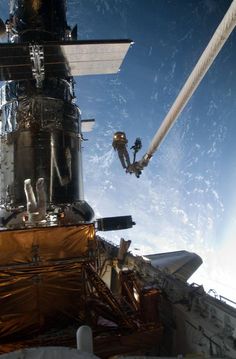 the space shuttle is docked to the international space station