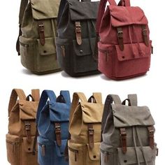 Trendy Fashion Vintage Canvas Backpack Casual Schoolbag Men Women Laptop Travel Sport Rucksack, New mens bags Canvas Backpack Women, Women's Backpack, Vintage Backpacks, Laptop Rucksack, Rug Bag, Sneaker Slippers, Vintage Canvas, Canvas Backpack, Everyday Items