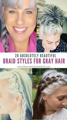 If you are ready to embrace your long natural gray hair, then click to see absolutely beautiful braid styles for gray hair! | gray hair braids | stunning silvers | long gray hair | silver hair | grey hair Grey Hair Updos, Styles For Gray Hair, Silver Hair Braids, Long Silver Hair, Grey Hair Care, Grey Hair Over 50