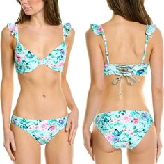 Brand New With Tags. Size 4. Color/Pattern: Turquoise Garden Design Details: Removable Soft Cups, Adjustable Shoulder Straps, Underwire Support Lace-Up Back Closure Moderate Coverage Shell: 82% Nylon, 18% Spandex Lining: 100% Polyester Machine Wash Loveshackfancy Style, Preppy, Lilly Pulitzer Style, Southern Feminine Triangle Top Swimwear For Poolside, Feminine Swimwear For Pool And Beach Season, Feminine Floral Print Swimwear For Beach, Feminine Swimwear For Beach Season, Feminine Bra-friendly Swimwear For Vacation, Feminine Swimwear For Spring Pool Season, Feminine Triangle Top Swimwear For Pool, Feminine Spring Poolside Swimwear, Feminine Swimwear For Pool In Spring