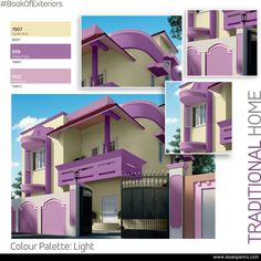 the front and back side of a house with different colors