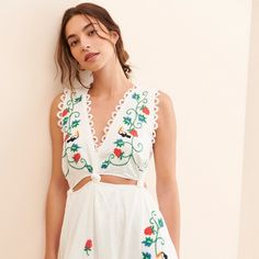 Summer Embroidered Mini Dress For Garden Party, Embroidered Mini Dress For Summer Garden Party, Embroidered Summer Dress For Day Out, Summer Embroidered Dresses For Day Out, Summer Floral Embroidery Mini Dress For Day Out, Embroidered Mini Dress For Summer, Summer Floral Embroidered Mini Dress For Day Out, Summer Embroidered Mini Dress, Chic Floral Embroidered Mini Dress For Vacation