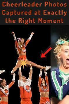 the cheerleader photos captured at exactly close to the right moment are shown in this advertisement