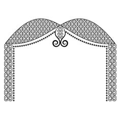 an ornate arch with decorative ornaments on the top and bottom, in black and white