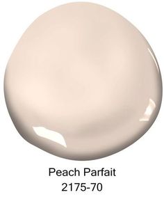 a white paint color with the words peach parfait on it's side