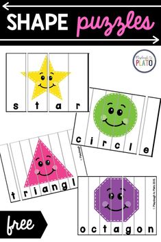 shape puzzles with different shapes and colors to help students learn how to read the words