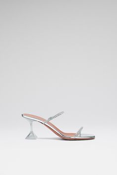 Luxury Clear Sandals For Evening, Modern Clear Sandals For Formal Occasions, Formal Silver Sandals With Clear Strap, Luxury Clear Sandals For Formal Occasions, Muaddi Shoes, Amina Muaddi Shoes, Ring Icon, Crystal Sandals, Amina Muaddi