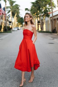 Tea Length Homecoming Dresses, Tea Length Prom Dress, Summer Wedding Outfits, Red Dress Short, Beauty Dress, Fashion 2018, Tea Length, Guest Outfit, Elie Saab