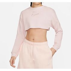 Nwt Nike Sportswear Women's Crop Top Barely Rose Long Sleeve Dq3539-699 Size S Pink Sportswear Top For Spring, Cropped Athleisure Activewear For Spring, Spring Cropped Athleisure Activewear, Cropped Activewear For Gym In Spring, Sporty Cropped Activewear For Spring, Cropped Activewear For Spring Sports, Pink Tops For Light Sports, Pink Tops For Spring Light Sports, Spring Moisture-wicking Pink Top