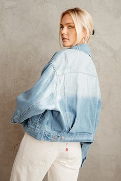 You'll never go out of style in the Daria Denim Jacket! This denim jacket is made of a medium wash denim and features a collared neckline, buttoning pockets and cuffs, front welted pockets, and a full button placket. Pair with the Levi's Baggy Dad Jeans in Barely Freezing to compete this trendy and casual look! Details 92% Cotton, 3% Viscose, 5% Polyester Unlined Adjustable sides﻿ Hand wash cold / Line dry American Threads, Dad Jeans, Of Outfits, Ruffled Maxi Dress, Sweater Sale, Lace Ruffle, Bodycon Mini Dress, Casual Jacket, Go Out