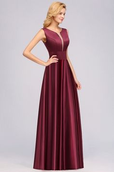 A-line Satin Deep-V-Neck Sleeveless Ruffles Floor-length Bridesmaid Dress | Cocosbride Formal Dress With Pockets, V Neck Bridesmaid Dress, Fashion Images, Womens Casual, Dress With Pockets, Womens Casual Outfits, Beautiful Fashion, Deep V Neck, Formal Dress