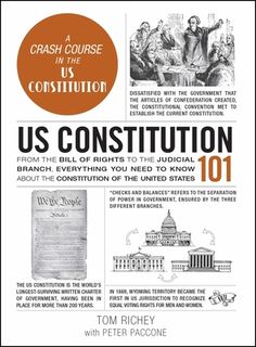 the us constitution poster is shown in black and white, with an orange circle above it