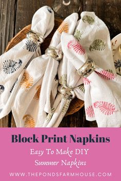 napkins with the words block print napkins easy to make diy summer napkins