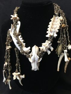 "Necklace ~ Bone, Claws, Teeth, Mixing the Vodo up ! Power of the Tribal Goddess, Fusion. Tribal Inspiration. Artist: Teresa Bradford Length: 19\" Such the Mix of Energy, Tribal Fusion You deserve to know about my fabulous Treasure chest Modern Tribal Jewelry, Statement Piece Jewelry, Art to Wear Jewelry, Fantastic Fine Leather Beaded Handbags, an array of treasures for the traveler and mystic within, photographs of the splendor of the Carmel / Big Sur Coastline, clothing, textiles, and gifts. A Indrid Cold, Statement Piece Jewelry, Forest Walk, Bone Crafts, Vulture Culture, Bone Art, Bone Necklace, Bone Jewelry, Pacific Grove