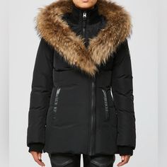 Black. Size Xs. Perfect Condition! Only Used Once. Fitted Black Parka With Double-lined Hood, Fitted Black Outerwear With Double-lined Hood, Luxury Black Parka For Winter, Designer Black Outerwear With Faux Fur Trim, Luxury Black Winter Parka, Mackage Jacket, Coat With Hood, Trim Color, Down Coat