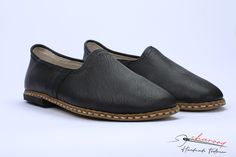 Men's Black Classic Natural Leather Traditional Shoes Anatolian Slips on, Handmade Leather Loafer by Charooq on Etsy Leather Slip-on Slippers For Galas, Casual Leather Shoes With Almond Toe For Galas, Slip-on Leather Shoes With Rubber Sole For Galas, Comfortable Plain Toe Leather Shoes, Casual Leather Shoes With Flat Heel For Galas, Casual Flat Heel Leather Shoes For Galas, Textured Sole Slip-on Leather Shoes For Galas, Comfortable Black Leather Moccasins, Leather Loafers With Soft Sole In Slip-on Style