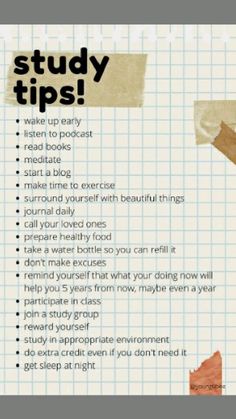 a poster with the words study tips on it