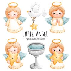 watercolor christmas angel clipart set