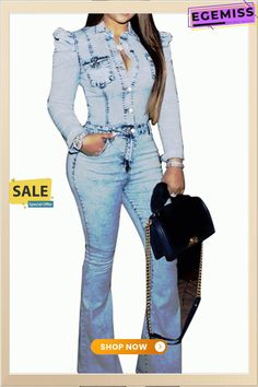 a woman in jeans is holding a handbag and posing for a magazine advert