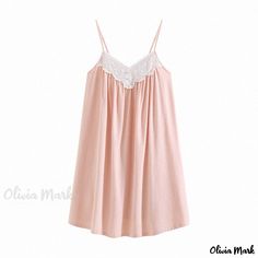 Olivia Mark - Cotton Lightweight Loose Fit Mini Skirt Pajama Set with Spaghetti Straps, Princess Nightgown; Palace-Inspired, Cute and Sweet Design Princess Nightgown, Princess Nightgowns, Beach Maxi Dress, Sleep Dress, Princess Style, Patchwork Dress, Cotton Skirt, Split Hem, Types Of Collars