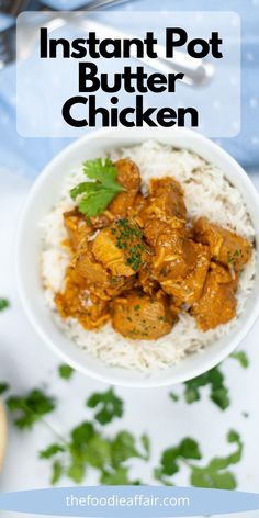 A top view of butter chicken in a white bowl with rice. Healthy Butter Chicken Recipe, Butter Chicken Slow Cooker, Instant Pot Butter Chicken, Pot Butter, Nourishing Recipes, Dinner Favorites, Kitchen Top, Butter Chicken Recipe, Best Instant Pot Recipe