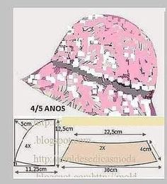 an image of a pink hat with the measurements for it