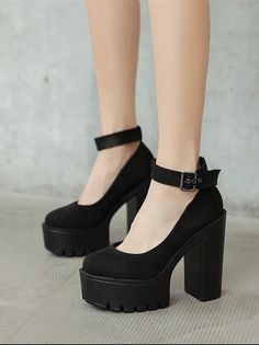 Black Ankle Strap High Heels Shoes Strap High Heels, Ladies Shoe, Knee High Boots Flat, Platform Flats, Black Platform Heels, Ankle Strap High Heels, Pin Pin, High Heels Shoes, Team Board